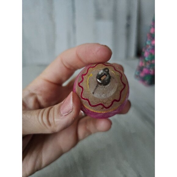 Antique pink swiggle glass ornament Xmas tree - Picture 5 of 12